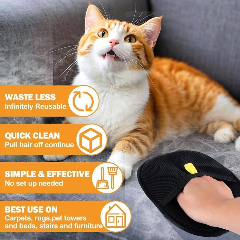 et Grooming Gloves for Dogs & Cats – Double Sided Deshedding & Bathing Glove, Reusable Electrostatic Pet Hair Remover for Furniture, Couch, Carpet & Car Seat – Washing, Grooming & De-Shedding Mitt